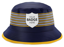 Load image into Gallery viewer, Printed-Bucket-Hats-Navy-Amber-White
