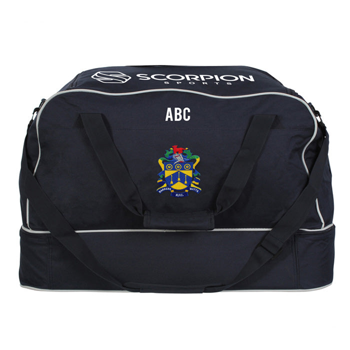 Barkers Butts Rugby Club kit bag in navy with the Barkers badge embroidered to the side panel.