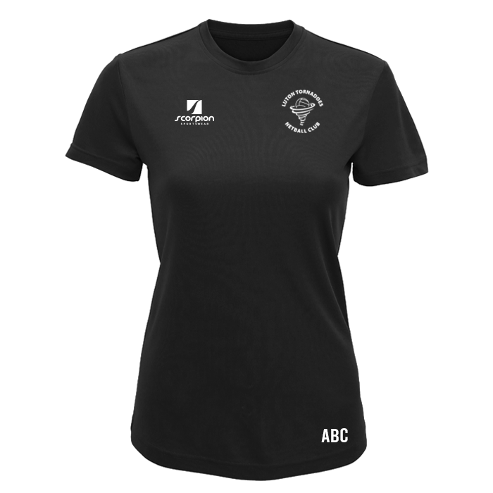 Luton Tornadoes Netball Training T-Shirt - Black