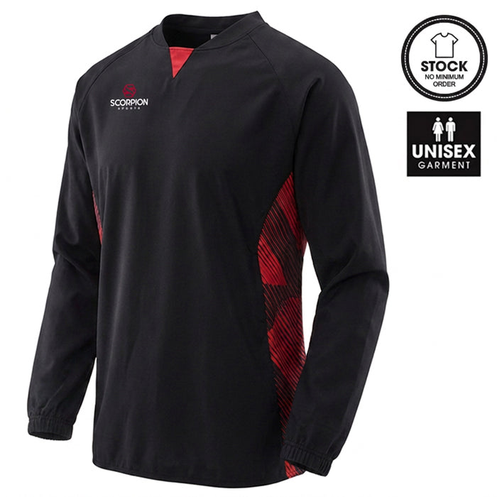 Optimum Drill Top in black and red. Available from stock at Scorpion Sports UK. A perfect contact training drill top for junior and senior sports teams.