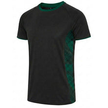 Load image into Gallery viewer, Optimum T-Shirt side view showing the black and green side panel pattern
