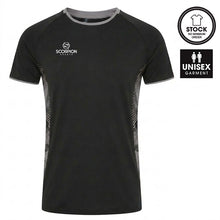 Load image into Gallery viewer, Optimum T-Shirt from Scorpion Sports UK in black and grey. An ideal training or gym t-shirt for men and ladies.
