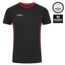 Load image into Gallery viewer, Scorpion Sports Optimum T-Shirt in black and red. Ideal teamwear item for training or as a leisurewear garment.
