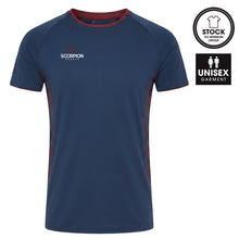 Load image into Gallery viewer, Optimum T-Shirt in navy and maroon from Scorpion Sports
