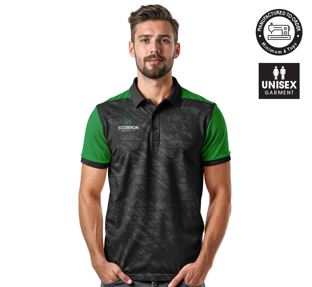 Scorpion Polo Shirt Black And Emerald Pattern 2