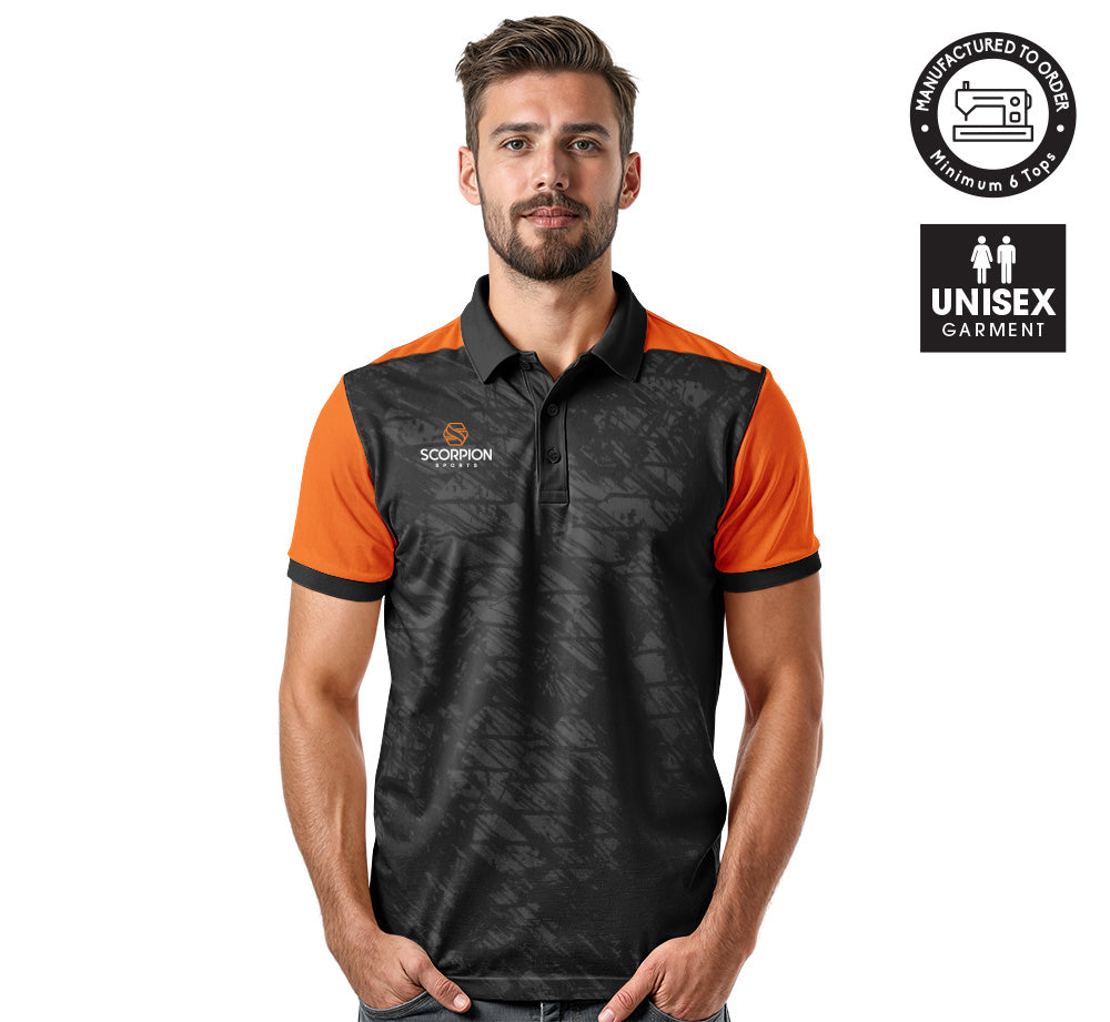 Scorpion Polo Shirt Black And Orange Pattern 2