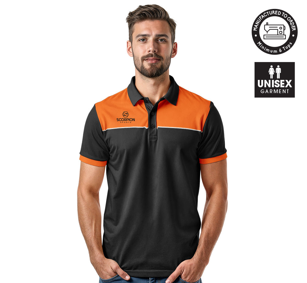 Scorpion Sports Polo Shirts Black and Orange Pattern 3