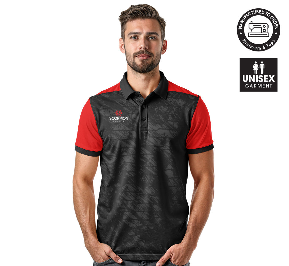 Scorpion Polo Shirt Black And Red Pattern 2
