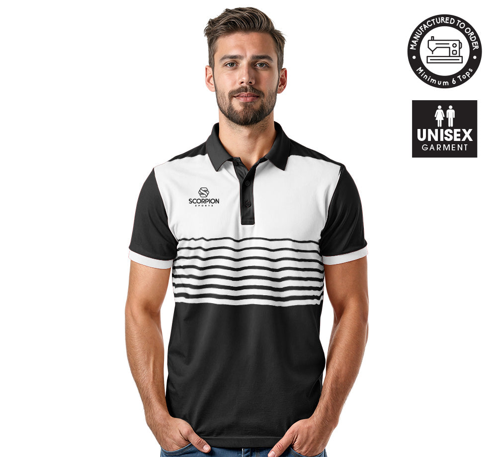 Scorpion Sports Polo Shirts Pattern 1 In Black and White