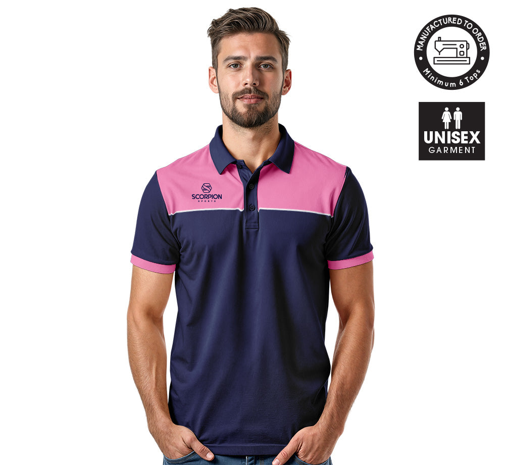 Scorpion Sports Polo Shirts Navy, Pink Pattern 3
