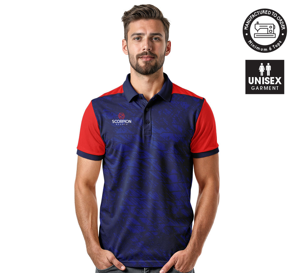 Scorpion Polo Shirt Navy And Red Pattern 2
