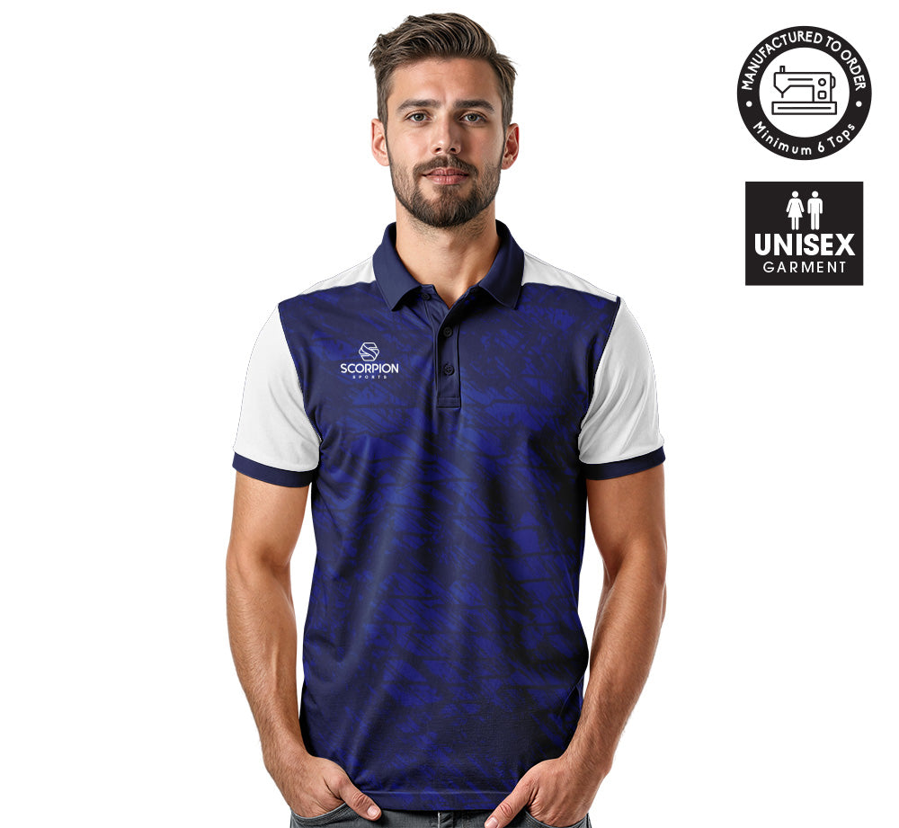 Scorpion Polo Shirt Navy And White Pattern 2