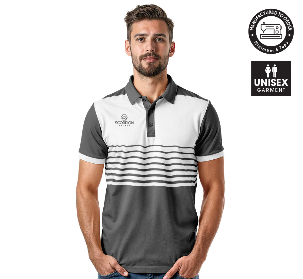 Scorpion Sports Polo Shirts Pattern 1 In White and Grey