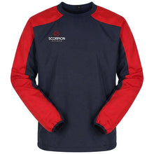 Load image into Gallery viewer, Stock Navy and Red Pro Drill Top from Scorpion Sports UK. Navy water repellent body with red sleeve and shoulder panels.
