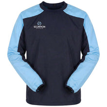 Load image into Gallery viewer, Pro Drill Top in navy with sky blue sleeve panels, available from stock at Scorpion Sports UK
