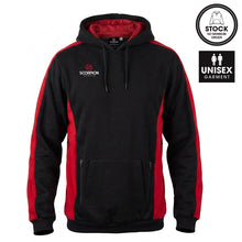 Load image into Gallery viewer, Stock Black and Red Cotton Stadium Hoodie from Scorpion Sportswear
