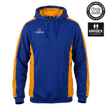 Load image into Gallery viewer, Royal Blue and amber Stadium Hoodie produced and supplied by Scorpion Sports

