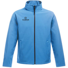 Load image into Gallery viewer, Cyan and navy Softshell Jacket from Scorpion Sports.
