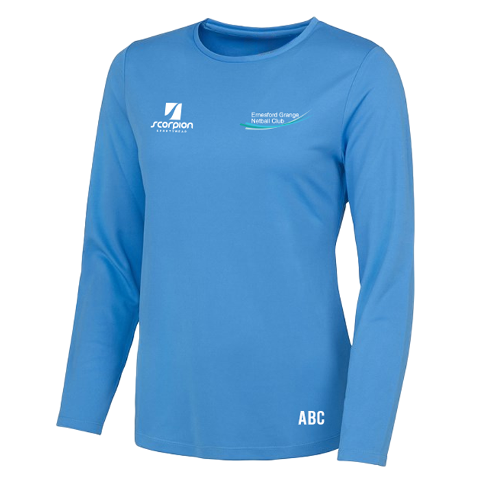 Ernesford Grange Netball Long Sleeve T-Shirt - Sapphire Blue