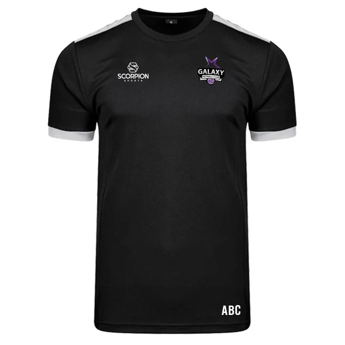 Galaxy Netball Heritage T-Shirt in Black and grey