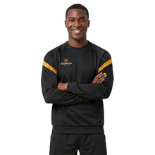 Load image into Gallery viewer, Teamwear Kinetic Sweater in black with contrasting amber panels on the sleeves. Available from Scorpion Sports.
