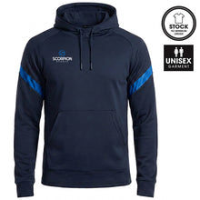 Load image into Gallery viewer, Scorpion Sports Navy and Royal Blue Kinetic Hoodie from stock. A perfect multi-purpose hoodie for all sports.

