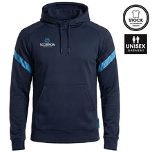 Load image into Gallery viewer, Navy and sky blue Kinetic Hoodie from stock at Scorpion Sports UK. An all purpose multi-sports hoodie.
