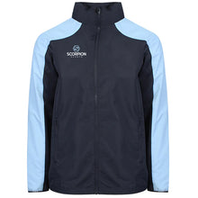 Load image into Gallery viewer, Teamwear Pro Training Jacket in navy with sky blue sleeve panels. Available from Scorpion Sports UK
