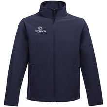 Load image into Gallery viewer, Scorpion Sports Navy Softshell Jacket. Free embroidered badge on orders of 12 plus jackets.
