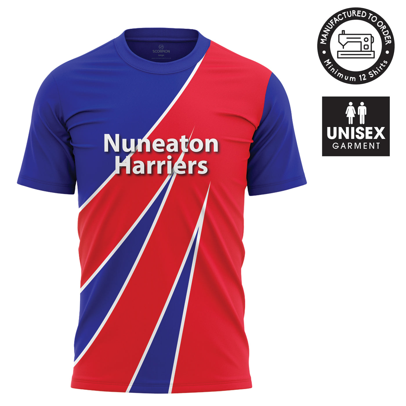 Nuneaton Harriers Athletic Clubs bespoke sublimated t-shirt