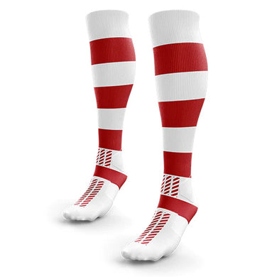 Scorpion Red & White Hooped Socks