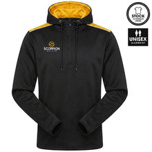 Load image into Gallery viewer, Teamwear Heritage Hoodie in black and yellow from stock at Scorpion Sports UK
