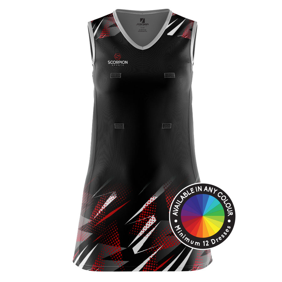 white christmas dresses Swirl Core Netball Dress Custom Design Your Own– Coast 2 Coast Sports South  Africa main image 1