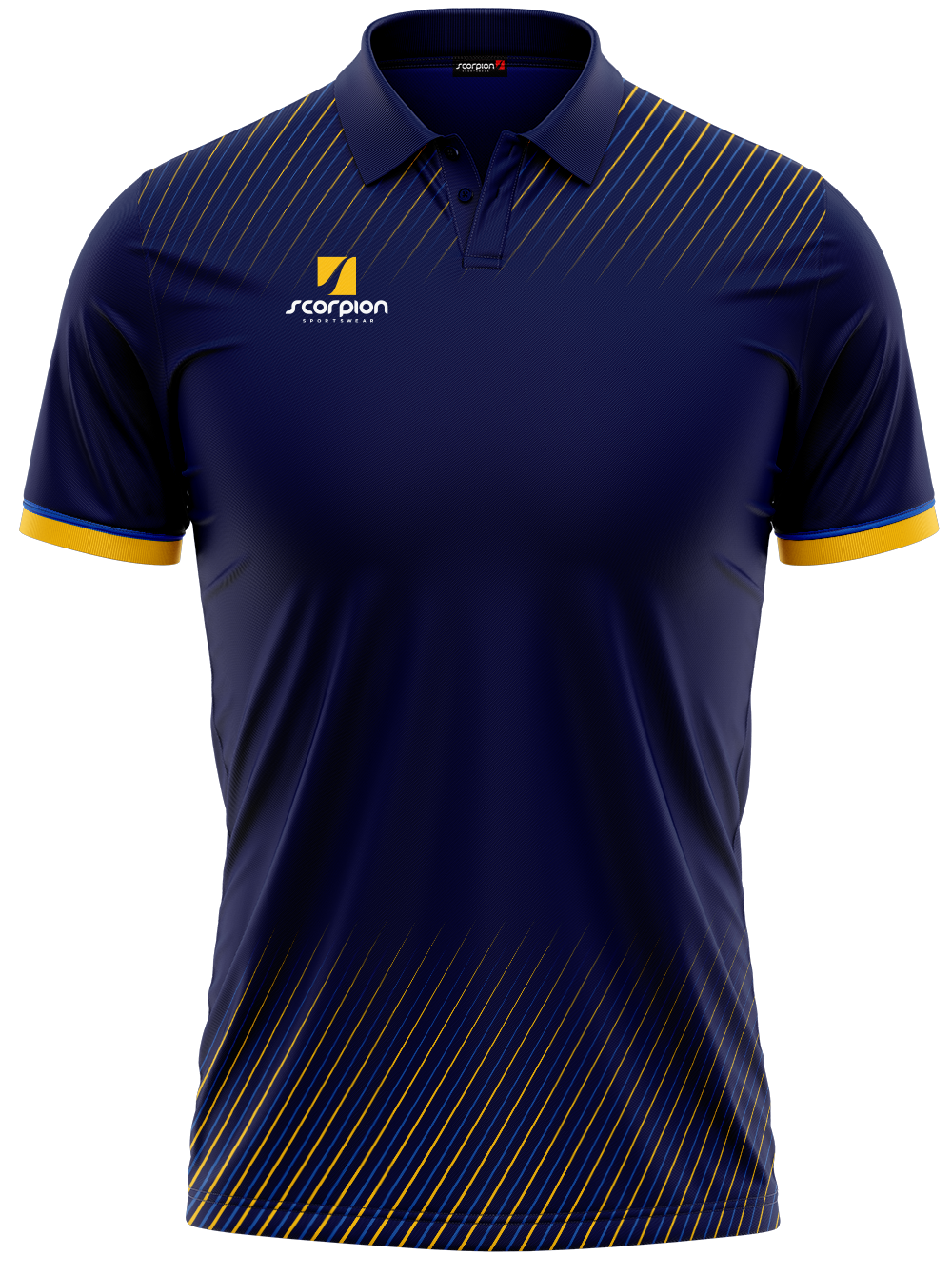 Scorpion Polo Shirts Pattern 3 - Navy/Royal/Amber