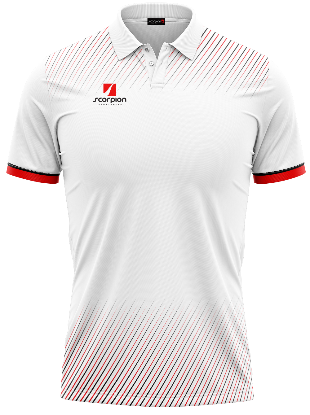 Scorpion Polo Shirts Pattern 3 - White/Red/Black