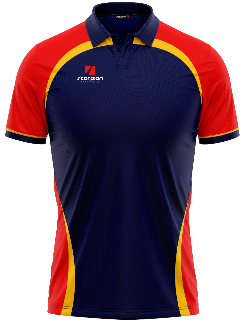 Scorpion Polo Shirts Pattern 2 - Navy/Red/Amber