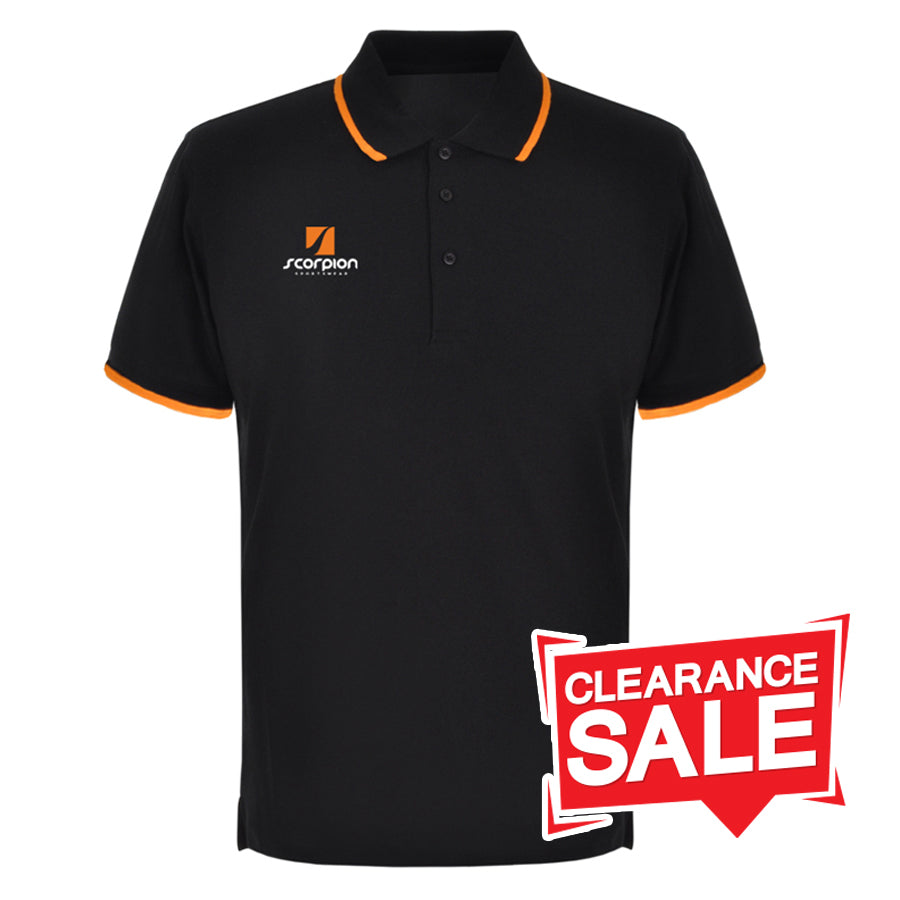 Elite Polo Shirts - Black/Orange Trim