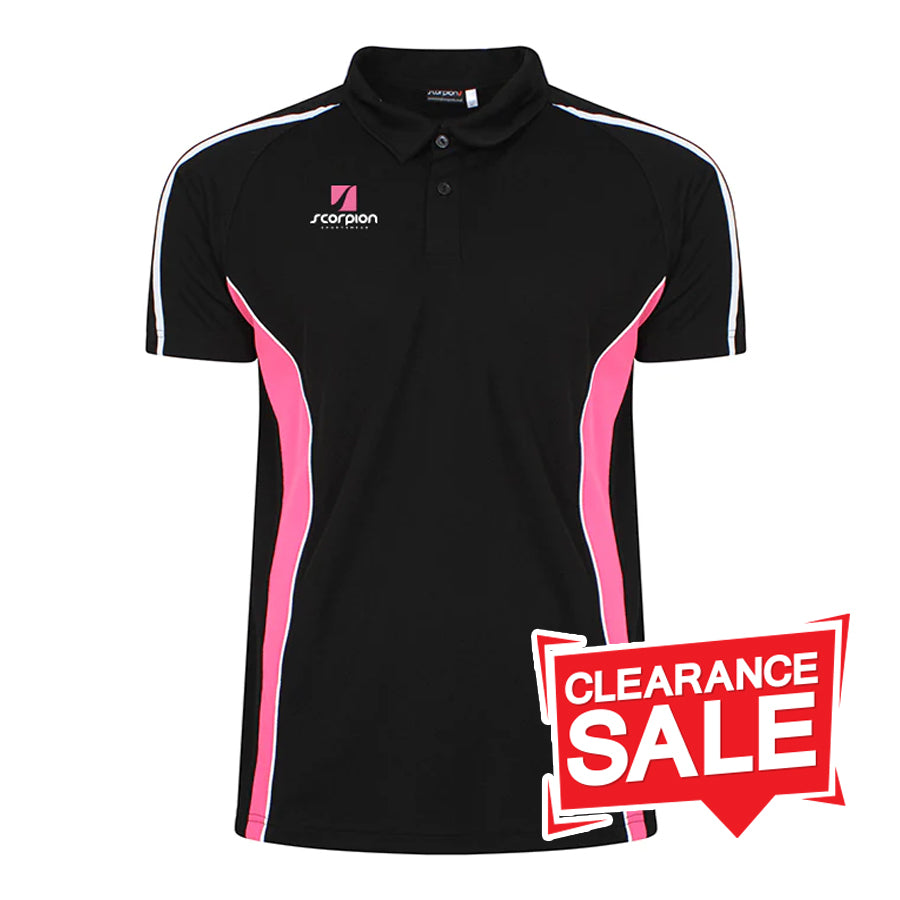 Performance Polo Shirts - Black/Pink/White