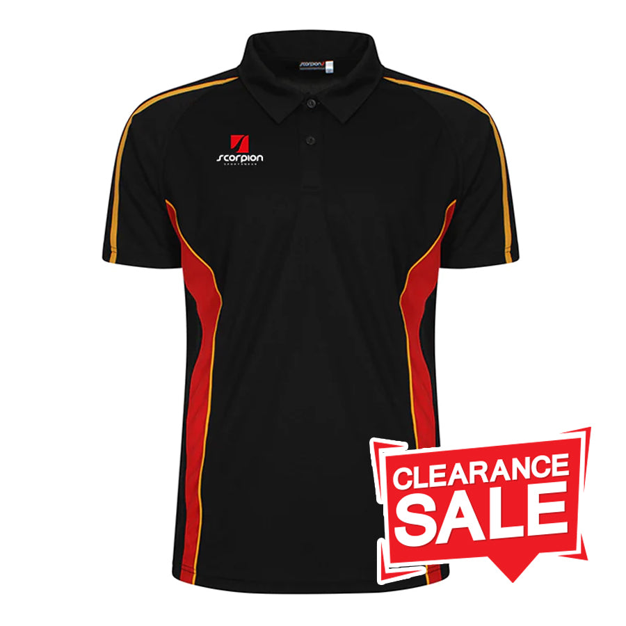 Performance Polo Shirts - Black/Red/Amber