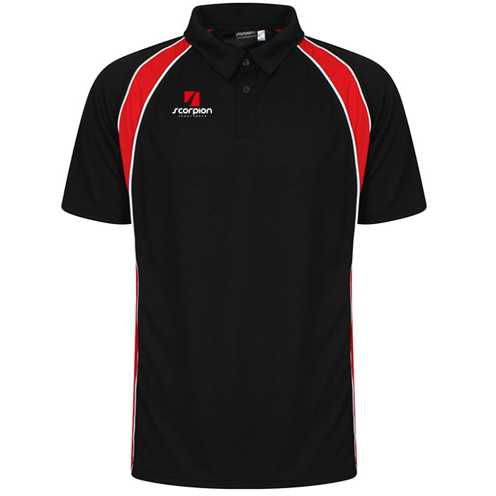 Performance Polo Shirts - Black/Red/White