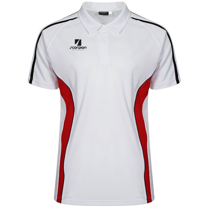 Performance Polo Shirts - White/Red/Black