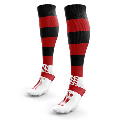 Hooped Team Socks - Black/Red